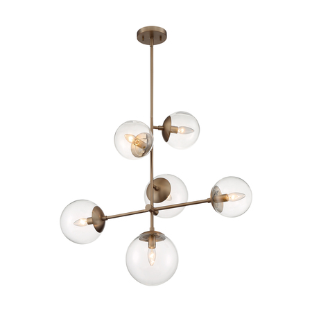 NUVO Fixture, Pendant, 6-Lght, Incandescent, 60W, 120V, B10, Candelabra Bse, Height: 27.88 60/7125